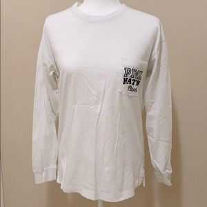 White long sleeve VS PINK tee